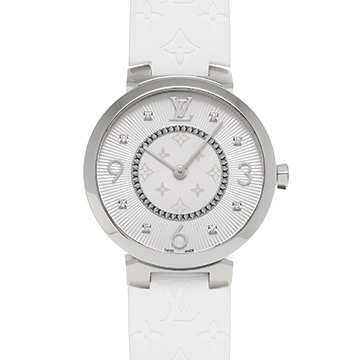 ルイ ヴィトン タンブール モノグラム スリム Q13MJ シルバー/ダイヤモンド レディース 時計 【中古】【wristwatch】