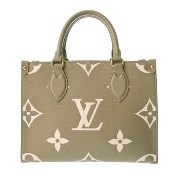 ルイ ヴィトン モノグラムジャイアント オンザゴー PM 2WAY カーキ/クレーム M46647 モノグラムアンプラント レディース バッグ 【中古】【bag】