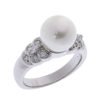 ノーブランド パールリング 約9.3mm シルバー Pt900プラチナ/パール レディース ジュエリー 【中古】【jewelry】