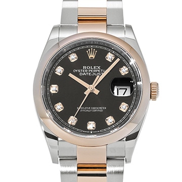 ロレックス デイトジャスト 36 126201G ブライトブラック/ダイヤモンド メンズ 時計 【中古】【wristwatch】