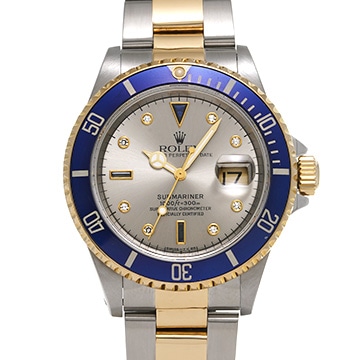 ロレックス サブマリーナ デイト 16613SG グレー/サファイア/ダイヤモンド メンズ 時計 【中古】【wristwatch】