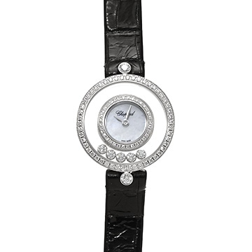 ショパール ハッピーダイヤモンド 203957-1208 ホワイトシェル/ダイヤモンド レディース 時計 【中古】【wristwatch】