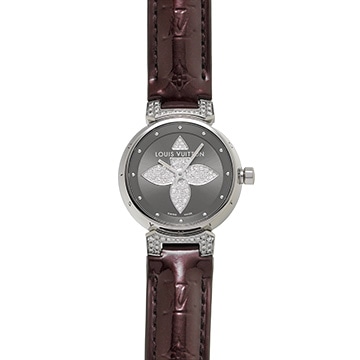 ルイ ヴィトン タンブール Q121F グレー/ダイヤモンド レディース 時計 【中古】【wristwatch】