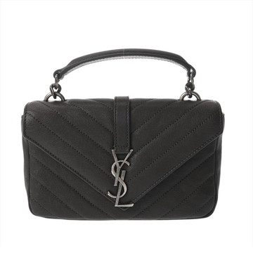 サンローラン カレッジ ミニチェーンバッグ 2WAY ダークグレー系 GUE438492.0516 シェブロンキルティングレザー レディース バッグ 【中古】【bag】