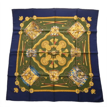 エルメス カレ 90 LES TAMBOURS マルチカラー シルク100％ レディース 【中古】【other】