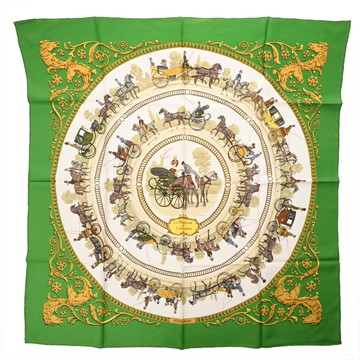 エルメス カレ90 LA PROMENADE DE LONGCHAMPS マルチカラー シルク100％ レディース 【中古】【other】