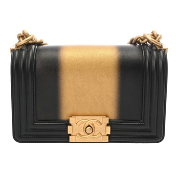 シャネル ボーイシャネル チェーンショルダー 20cm ブラック/ゴールド A67085 カーフスキン レディース バッグ 【中古】【bag】