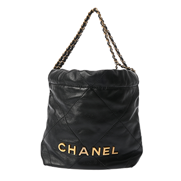 シャネル ミニ ハンドバッグ CHANEL22 ブラック AS3980 シャイニーカーフスキン レディース バッグ 【中古】【bag】
