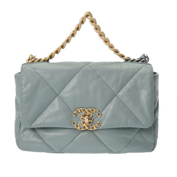 シャネル CHANEL19 ハンドバッグ ライトブルー AS1160 シャイニーラムスキン レディース バッグ 【中古】【bag】