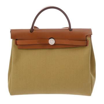 エルメス エールバッグ ジップ PM 2WAY イエロー/ゴールド トワルミリタリー/ヴァッシュハンター ユニセックス バッグ 【中古】【bag】