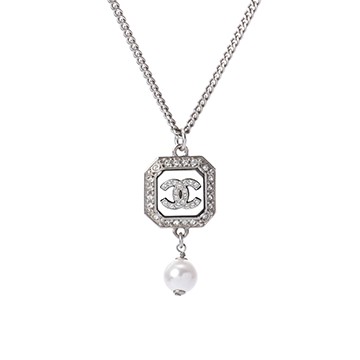 シャネル スクエア シルバー/ホワイト メタル/クリスタル/レジンパール レディース ジュエリー 【中古】【jewelry】
