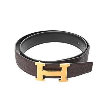 エルメス ベルトバックル リバーシブル #85 ブラック/ショコラ ボックスカーフ/トゴ メンズ 【中古】【other】