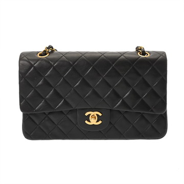 シャネル マトラッセ Wフラップ Wチェーンショルダー 25 ブラック A01112 ラムスキン レディース バッグ 【中古】【bag】