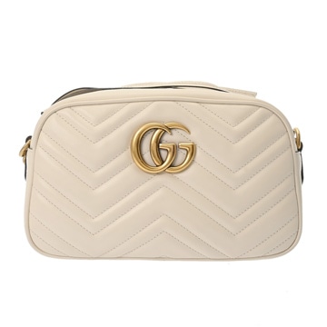 グッチ GGマーモント スモール カメラバッグ ホワイト 447632 キルティングレザー レディース バッグ 【中古】【bag】