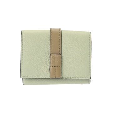ロエベ トライフォールドウォレット  グリーン C660TR2X03 ソフトグレインカーフ レディース 財布 【中古】【purse】