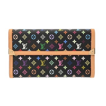 ルイ ヴィトン モノグラムマルチカラー ポルトトレゾール インターナショナル ノワール M92658 モノグラム・マルチカラー・キャンバス レディース 財布 【中古】【purse】