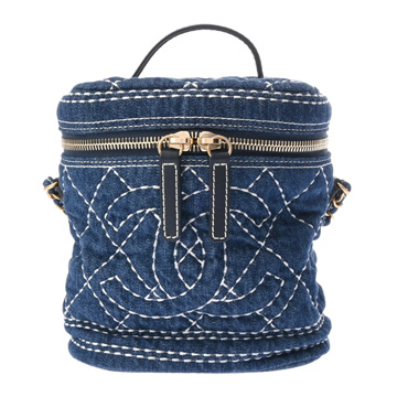 シャネル マトラッセ バニティ チェーンショルダー ブルー AS1336 デニム レディース バッグ 【中古】【bag】