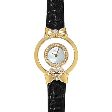 ショパール ハッピーダイヤモンド リボン 4097/1 ホワイトシェル レディース 時計 【中古】【wristwatch】