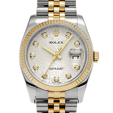 ロレックス デイトジャスト 36 116233G シルバーコンピュータ/ダイヤモンド メンズ 時計 【中古】【wristwatch】