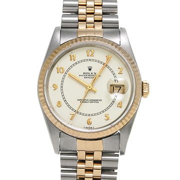 ロレックス デイトジャスト 16233 アイボリー メンズ 時計 【中古】【wristwatch】