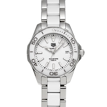 タグ ホイヤー アクアレーサー クォーツ WAY131B.BA0914 ホワイト レディース 時計 【中古】【wristwatch】