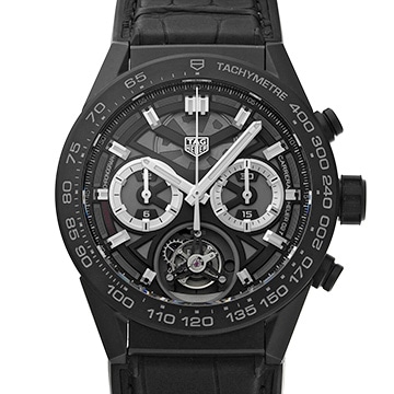 タグ ホイヤー カレラ キャリバーホイヤー02T クロノグラフ トゥールビヨン CAR5A90.FC6415 ブラック メンズ 時計 【中古】【wristwatch】