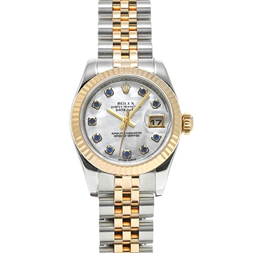 ロレックス デイトジャスト 179173NGS ホワイトシェル/サファイア レディース 時計 【中古】【wristwatch】