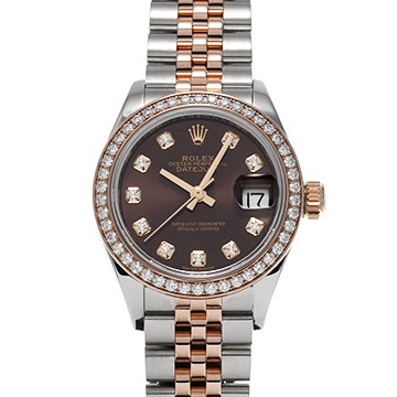 ロレックス レディ デイトジャスト 279381RBR チョコレートブラウン/ダイヤモンド レディース 時計 【中古】【wristwatch】
