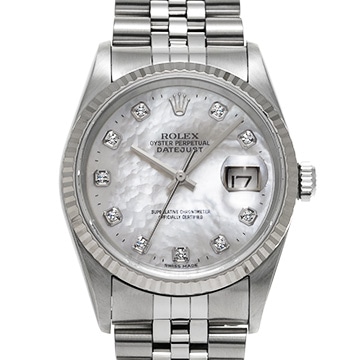 ロレックス デイトジャスト 16234NG ホワイトシェル/ダイヤモンド メンズ 時計 【中古】【wristwatch】