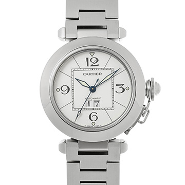 カルティエ パシャC ビッグデイト W31055M7 ホワイト ユニセックス 時計 【中古】【wristwatch】
