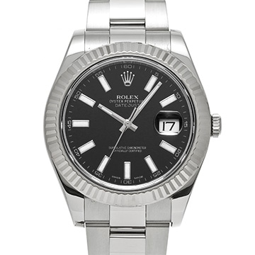 ロレックス デイトジャストII 116334 ブラック メンズ 時計 【中古】【wristwatch】
