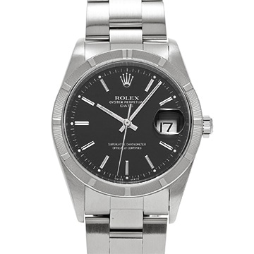 ロレックス オイスターパーペチュアル デイト 15210 ブラック メンズ 時計 【中古】【wristwatch】