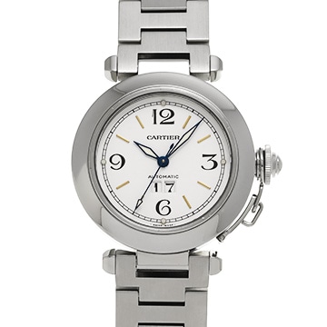 カルティエ パシャC ビッグデイト W31044M7 ホワイト ユニセックス 時計 【中古】【wristwatch】