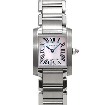 カルティエ タンク フランセーズ SM W51028Q3 ピンクシェル レディース 時計 【中古】【wristwatch】