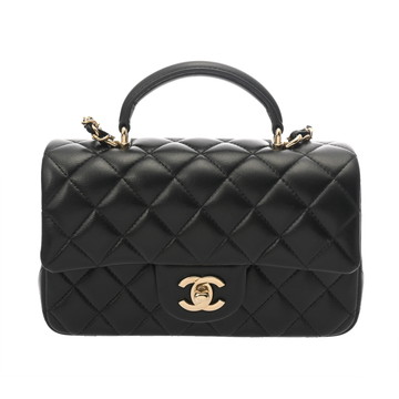 シャネル マトラッセ トップハンドル ミニ クラシック ハンドバッグ ブラック AS2431 ラムスキン レディース バッグ 【中古】【bag】