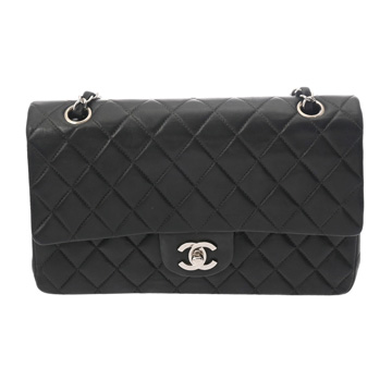 シャネル マトラッセ WフラップWチェーンショルダー 25 ブラック A01112 ラムスキン レディース バッグ 【中古】【bag】