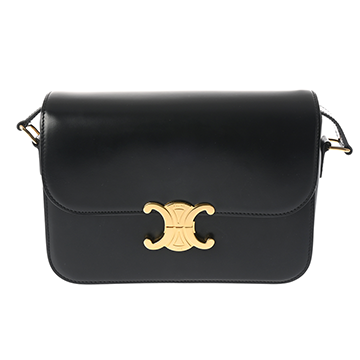 セリーヌ クラシック トリオンフバッグ ブラック 187363BF4.38NO シャイニーカーフ レディース バッグ 【中古】【bag】
