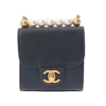 シャネル ミニフラップバッグ ブラック コスチュームパール/ゴートスキン レディース バッグ 【中古】【bag】
