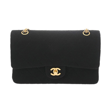シャネル マトラッセ Wフラップ Wチェーンショルダー 25 ブラック ジャージー レディース バッグ 【中古】【bag】