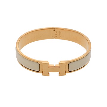 エルメス クリックH ホワイト/ゴールド金具 エナメル メンズ ジュエリー 【中古】【jewelry】