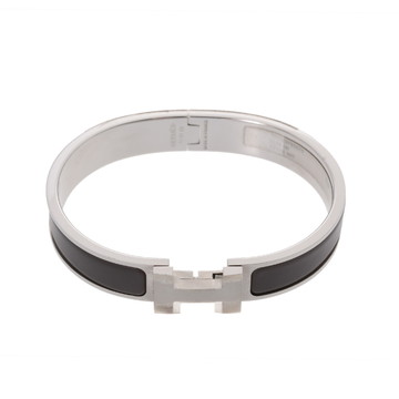 エルメス クリックH グレー/シルバー金具 エナメル ユニセックス ジュエリー 【未使用】【jewelry】