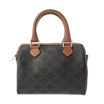 セリーヌ スモール ボストン タン 113772CAS.04LU トリオンフ キャンバス/カーフ レディース バッグ 【中古】【bag】