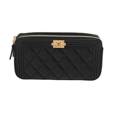 シャネル ボーイシャネル チェーンウォレット  ブラック A84069 ソフトキャビアスキン レディース バッグ 【中古】【bag】