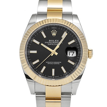 ロレックス デイトジャスト 41 126333 ブライトブラック メンズ 時計 【中古】【wristwatch】