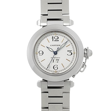 カルティエ パシャC ビッグデイト W31044M7 ホワイト ユニセックス 時計 【中古】【wristwatch】