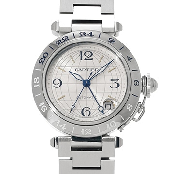 カルティエ パシャC メリディアン GMT W31029M7 シルバー ユニセックス 時計 【中古】【wristwatch】