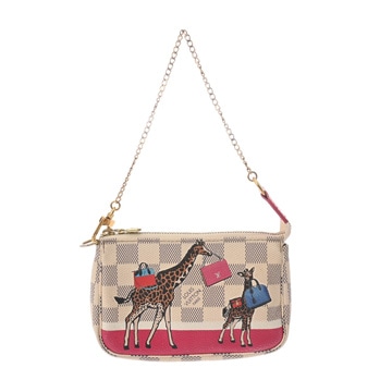 ルイ ヴィトン ダミエアズール ミニポシェットアクセソワール 2017年 クリスマス限定 ホワイト N58009 ダミエアズールキャンバス レディース 【中古】【bag】