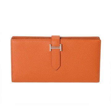 エルメス ベアン スフレ オレンジ ヴォーエプソン ユニセックス 財布 【中古】【purse】
