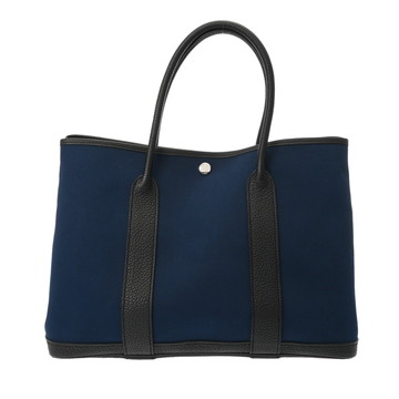 エルメス ガーデンパーティ PM ブルードマルト/ブラック トワルオフィシェ/ネゴンダ レディース バッグ 【中古】【bag】