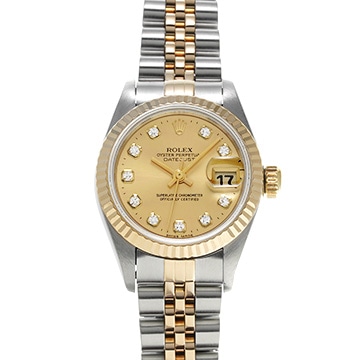 ロレックス デイトジャスト 69173G シャンパン/ダイヤモンド レディース 時計 【中古】【wristwatch】